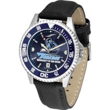 San Diego Toreros USD Mens Leather Anochrome Watch