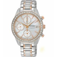 Seiko Chronograph Crystals 2 Tone Watch