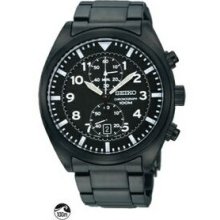 Seiko Chronograph Watch W/ Black Ion Finish