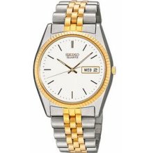 Seiko Men`s Two Tone Case Watch W/ Bracelet And Calendar