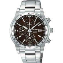 Seiko Men's Quartz Chronograph Tachymeter Brown Dial SNDD05