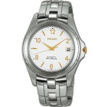 Seiko Men's Stainless Steel Kinetic Auto Relay White Dial SMA075