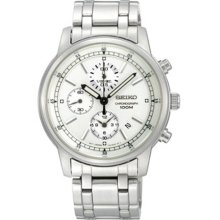 Seiko Men's Stainless Steel Chronograph Silver Tone Dial SNDC25