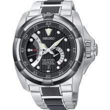 Seiko Men's Stainless Steel Velatura Kinetic Direct Drive Black Dial SRH005