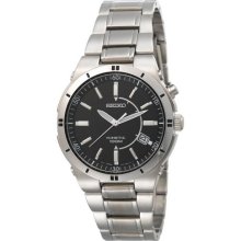 Seiko SKA347 Men's Kinetic Black Dial W/ Date Stainless Steel Watch