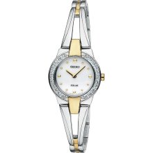 Seiko SUP052 Women's Two Tone Solar Powered White Dial Watch