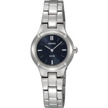 Seiko Sup065 Women's Stainless Steel Solar Watch With Black Dial - 50m Wr