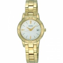 Seiko Sxde40 Women's Watch Gold Tone Quartz Silver Dial