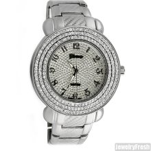 Silver 3 Row Bezel Crystal Large Face Watch