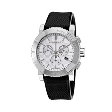 Silver Chronograph Dial Black Rubber Strap Men Watch