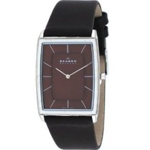 Skagen Denmark Mens Watch Rectangle Mens Watch-brown 857lsld