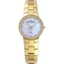 Skagen Gold Link Band and White MOP Women's watch #430SGXG1