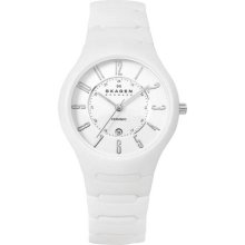 Skagen Ladies White Ceramic Quartz Crystal Mother Of Pearl 817LWXC