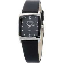 Skagen Women's Black Leather Band Watch