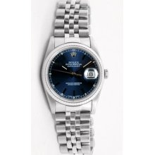 Stainless Steel Datejust Model Jubilee Band Blue Stick Dial