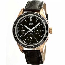 Storm Mens Caspa Stainless Watch - Black Leather Strap - Black Dial - CA4663-RG