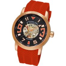 Stuhrling 1079.3346H64 Delphi Archer Auto Skeleton Black Dial Red Rubb