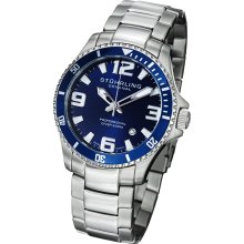 Stuhrling 395 Watersport Regatta Quartz SS Bracelet Diver Mens Watch