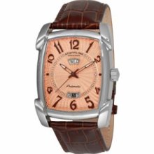 Stuhrling Original 98XL.3315K14 Mens Classic Millennia Visionaire Slim Swiss Quartz with Stainless Steel Case Copper Dial and Brown Leather Strap Watch