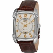 Stuhrling Original 98XL.3315K2 Mens Classic Winchester 44 Slim Swiss Quartz with Stainless Steel Case Silver Dial and Brown Leather Strap Watch