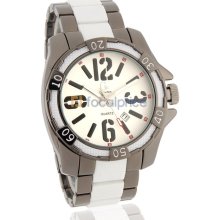 Stylish Men's Analog Watch with Date Display (White)