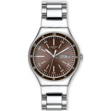 Swatch Men's Stainless Steel Brown Dial Multifunction Watch - YGS753G