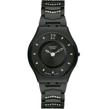 Swatch SFB139AG Black Dial Black Aluminum Bracelet Women's Watch