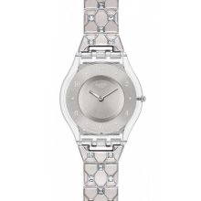 Swatch SFK368G Women's White Crystals Silver Dial Stainless Steel Watc