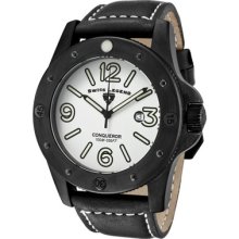 Swiss Legend Men's Conqueror White Dial Black Leather