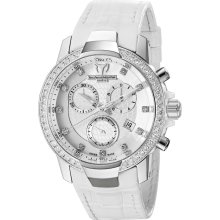 TechnoMarine Women's 609013 UF6 Diamond Bezel and Index White Leather