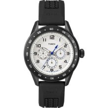 Timex Men's Ameritus Multifunction White Dial Watch, Black Strap