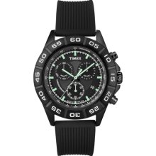 Timex Men's Chronograph All Black Watch, Black Silicone Strap