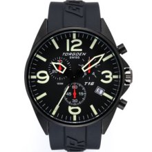 Torgoen T16 Watch - Black Polyurethane Strap, Black Dials