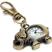 Unisex Alloy Analog Quartz Keychain Watch with Elephant (Bronze)