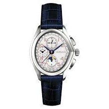 Versace Watches V-Master Oval Automatic Chronograph Watch In Blue