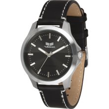 Vestal Heirloom Leather Watch - Black/Silver/Black HER3L02