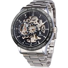 Waterproof Self-Winding Mechanical Silver Watch Wrist