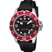 Wenger AquaGraph 1000m Rubber Red Black Dial Men's Watch #72233