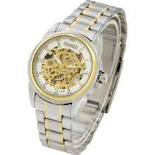 White Dial Mechanical Skeleton Automatic Stainless Steel Mens Wrist Watches