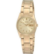 Women Seiko SXA122 Dress Gold Tone Stainless Steel Dress