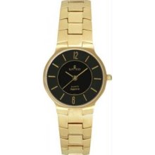 Womenandapos;s Gold Tone Seville Dress Watch Black Dial