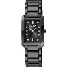 Women's Black Stainless Steel Palidoro Eco-Drive Diamond Accented Blac