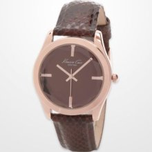 Women's Designer Kenneth Cole New York Brown Faceted Round Watch