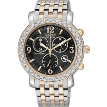 Women's Eco-Drive Chronograph Two Tone Stainless Steel Case and Bracel