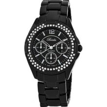 Women's Keira Clear Rhinestones Bezel Watch in Black ...