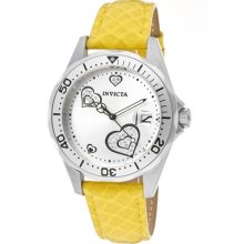 Women's Pro Diver Silver Dial Yellow Genuine Calf Leather ...