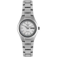 Women's Seiko 5 Automatic Silver Textured Dial Stainless Steel