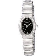 Women's Stainless Steel Black Dial Expansion Watch