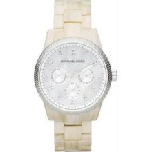 Women's Stainless Steel Case Plastic Resin Band Mother of Pearl