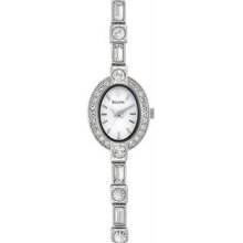 Women's Stainless Steel Dress White Dial Crystal Links